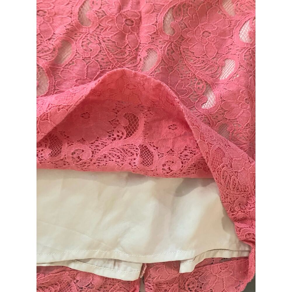 H&M Conscious Collection Women's Salmon Pink Lace Lined Pencil Skirt | Size 4 - Picture 7 of 9